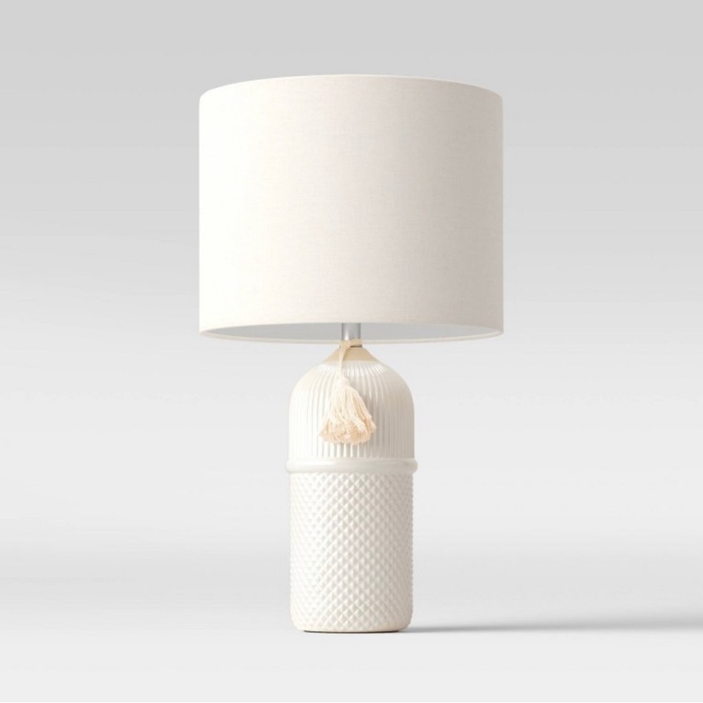 Threshold Large White Ceramic Table Lamp with Shade